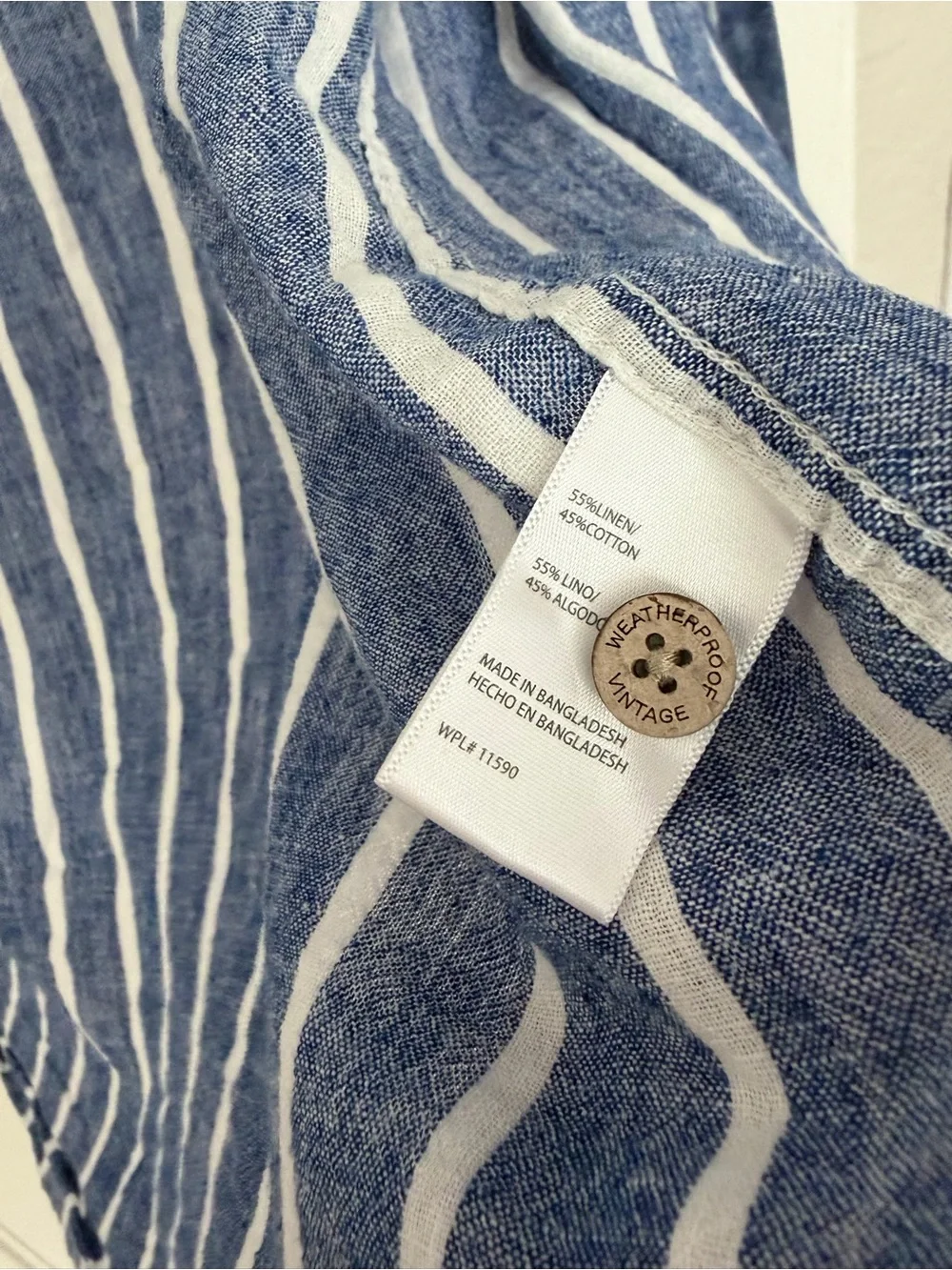 Weatherproof Vintage Linen Cotton Striped Button-Down Shirt